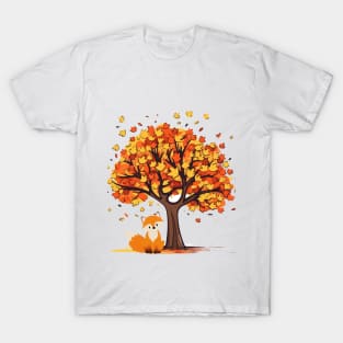 Fall/Autumn with tree and fox T-Shirt